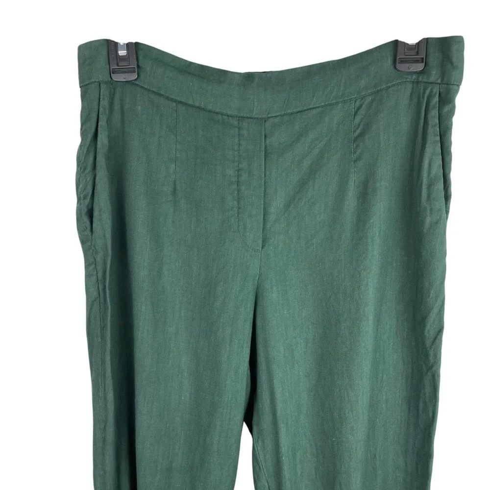 Babaton | Green Linen Blend Ankle Length Pants
